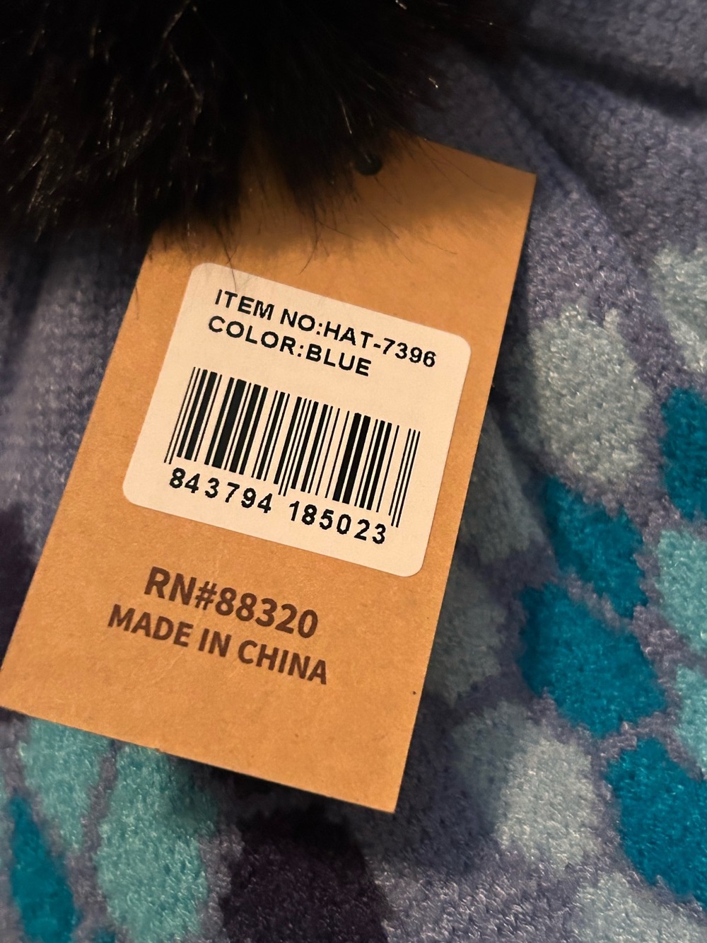 CC BEANIE Pom Pom FLOWER PATTERN POM-HAT-7396 Blue - Picture 4 of 5